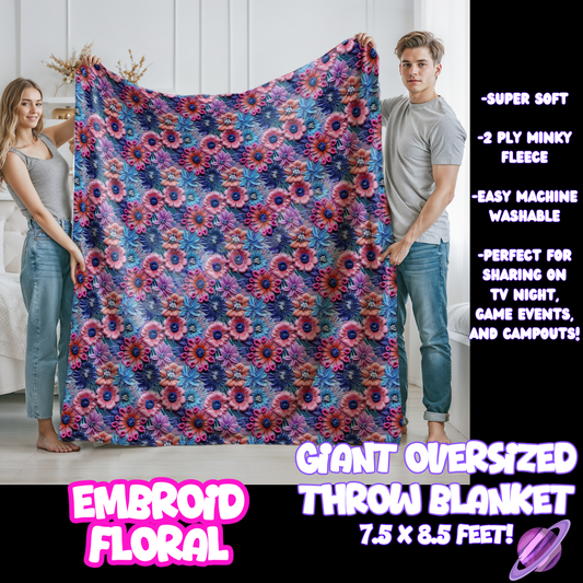 EMBROID FLORAL- GIANT SHAREABLE THROW BLANKETS ROUND 10-PREORDER CLOSING 12/2