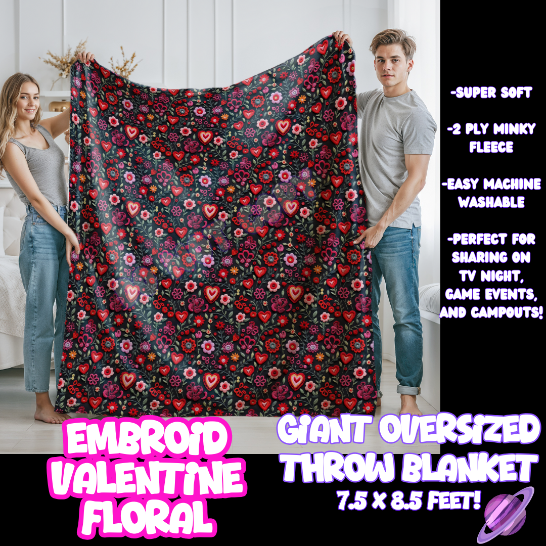 EMBROID VALENTINE FLORAL- GIANT SHAREABLE THROW BLANKETS ROUND 10-PREORDER CLOSING 12/2