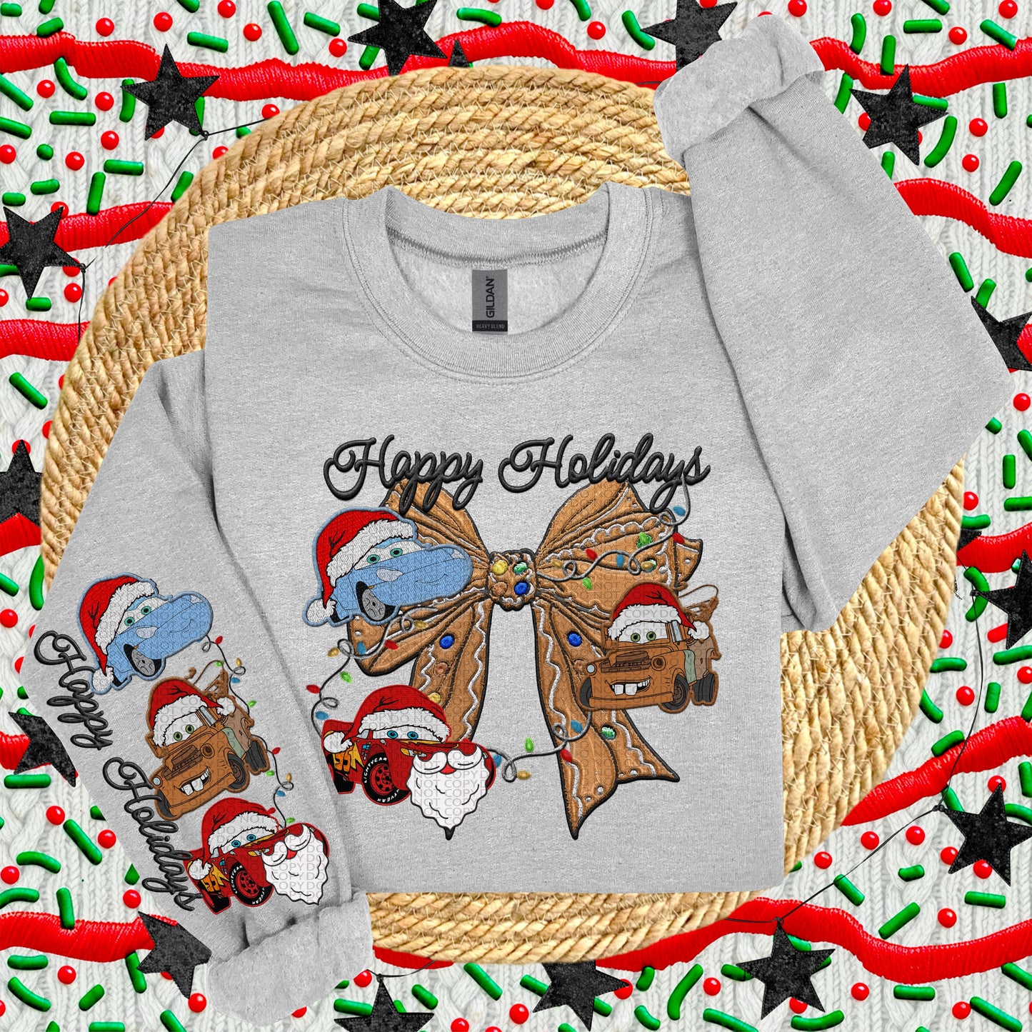 HOLIDAY CARS SWEATSHIRT W/ SLEEVE PRINT