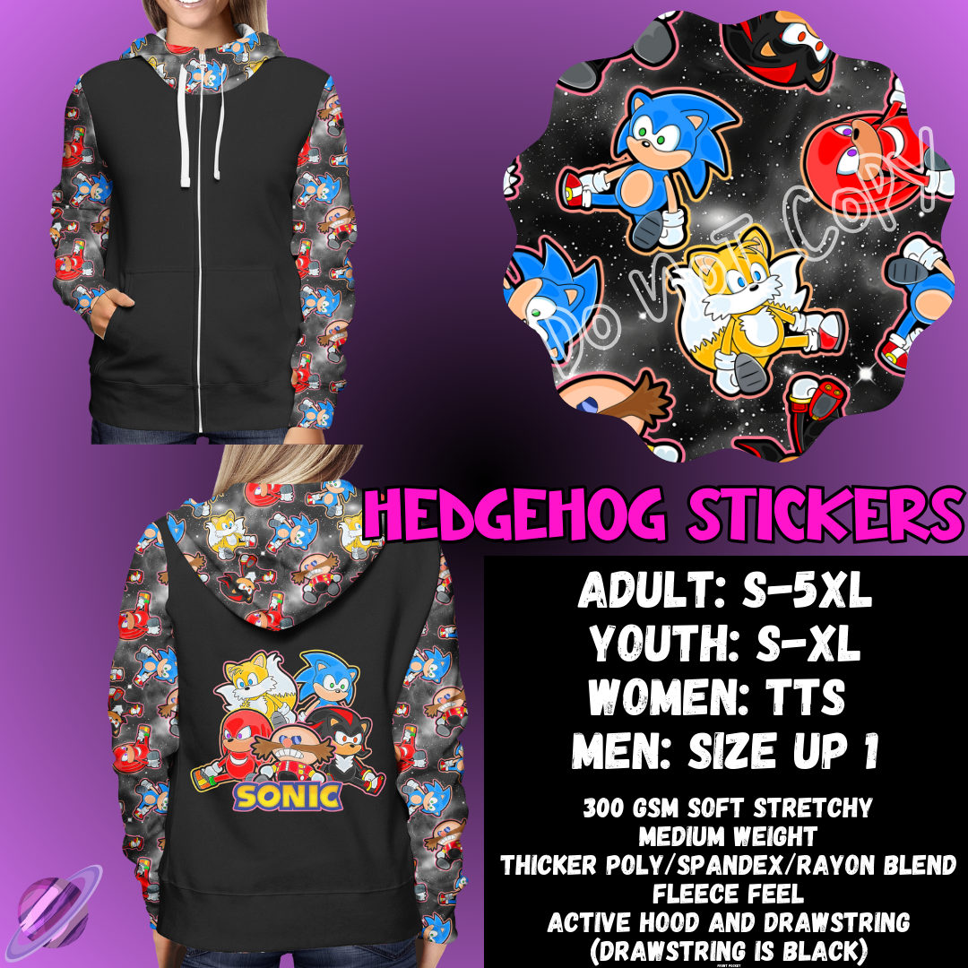 HEDGEHOG STICKERS - ZIP UP HOODIE OUTFIT RUN PREORDER CLOSES 1/26