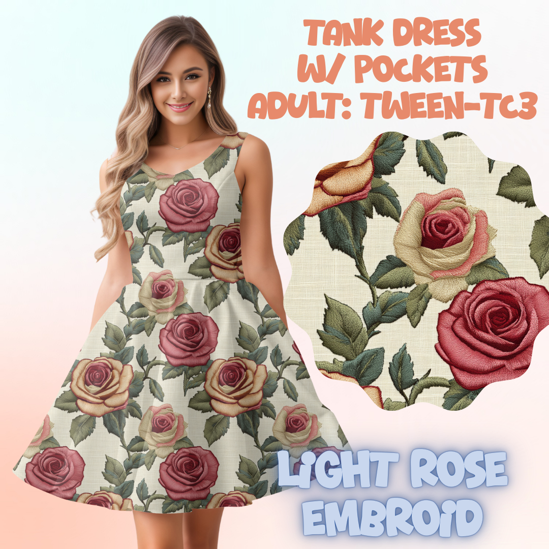 LIGHT ROSE EMBROID - ADULT TANK DRESS PREORDER CLOSES 5/15