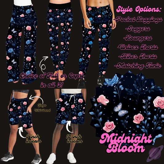 MIDNIGHT BLOOM - LEGGING/JOGGER/LOUNGER/SHORTS - PRETTY RUN PREORDER CLOSING 3/21