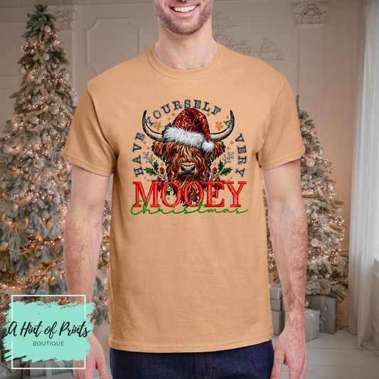 Mooey Christmas Shirt, Crewneck & Hoodie | Highland Cow Christmas Sweater