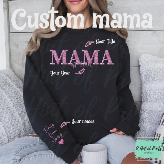 Personalized Glitter Mama Apparel – Custom Est Year Shirt, Hoodie, Sweatshirt, Tank