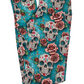 Turquoise Skull Floral Pocket Leggings