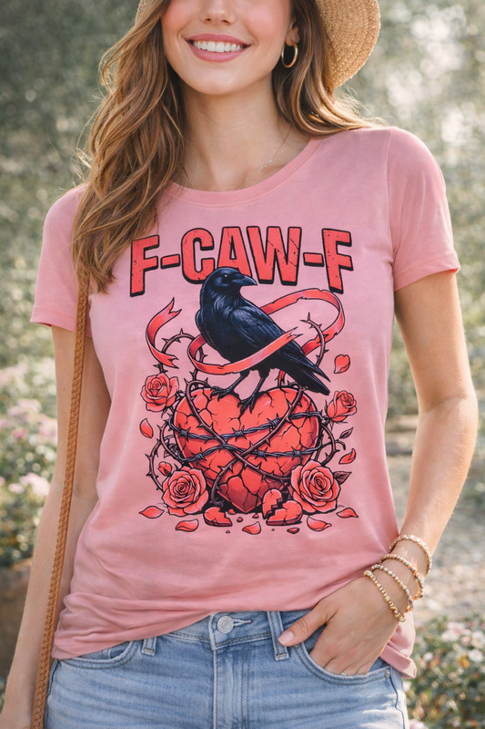 F-CAW-F Raven Heart Graphic Shirt | Edgy Valentine Goth Tee | Alternative Love Shirt