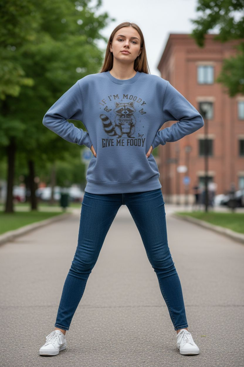 Moody Raccoon Crewneck | Funny Food Lover Sweatshirt