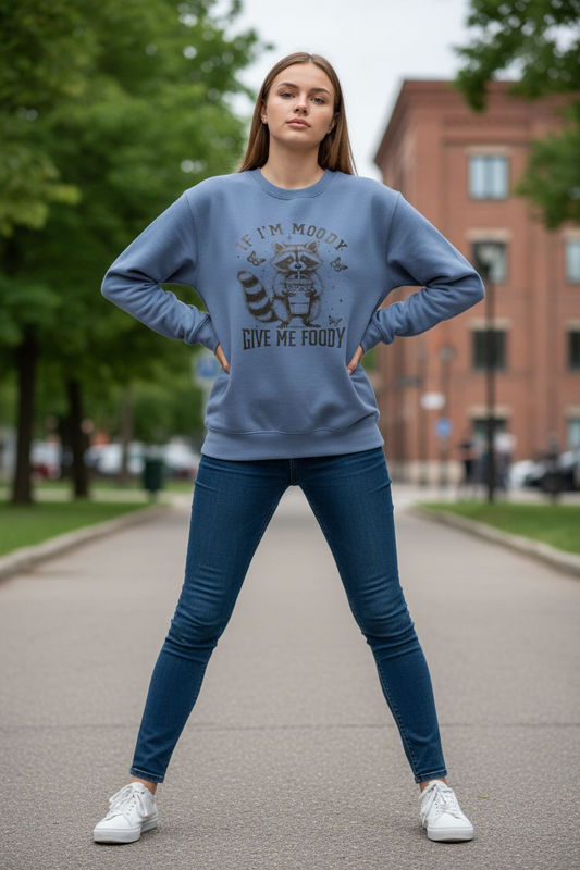 Moody Raccoon Crewneck | Funny Food Lover Sweatshirt