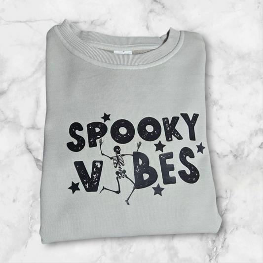 Spooky Vibes Crewneck | Cute Halloween Skeleton Sweatshirt