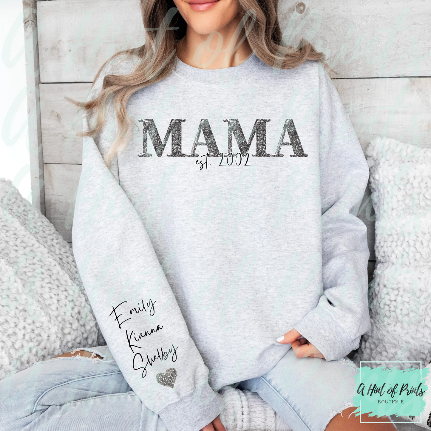 Personalized Glitter Mama Apparel – Custom Est Year Shirt, Hoodie, Sweatshirt, Tank