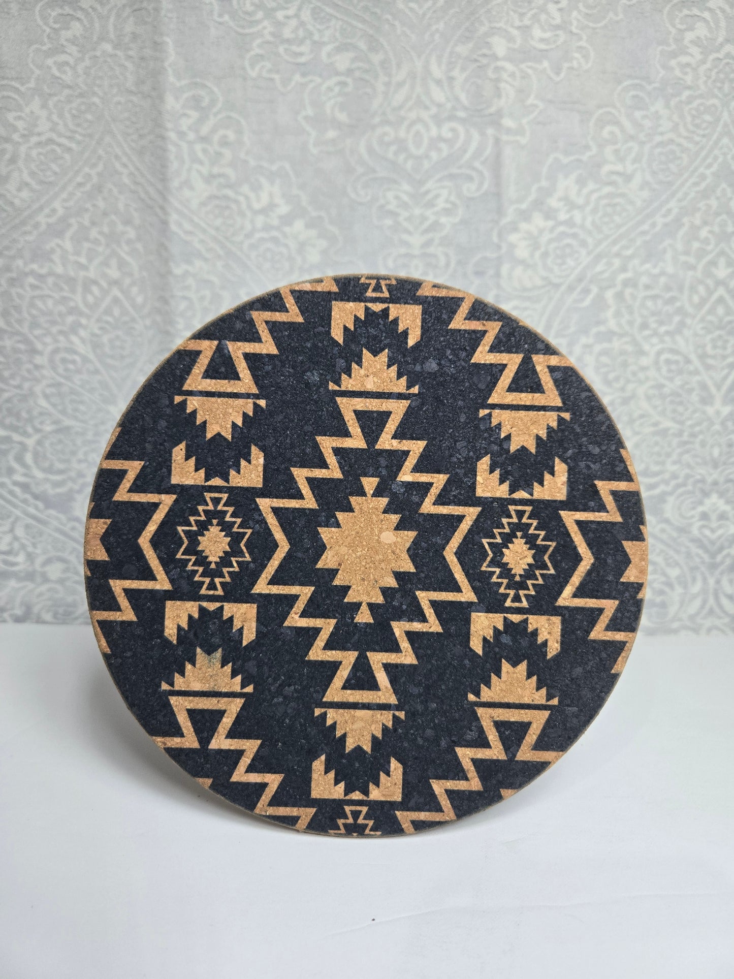 Boho Western Cork Trivet – 8” Round Heat Resistant Hot Pad | Farmhouse Kitchen Decor
