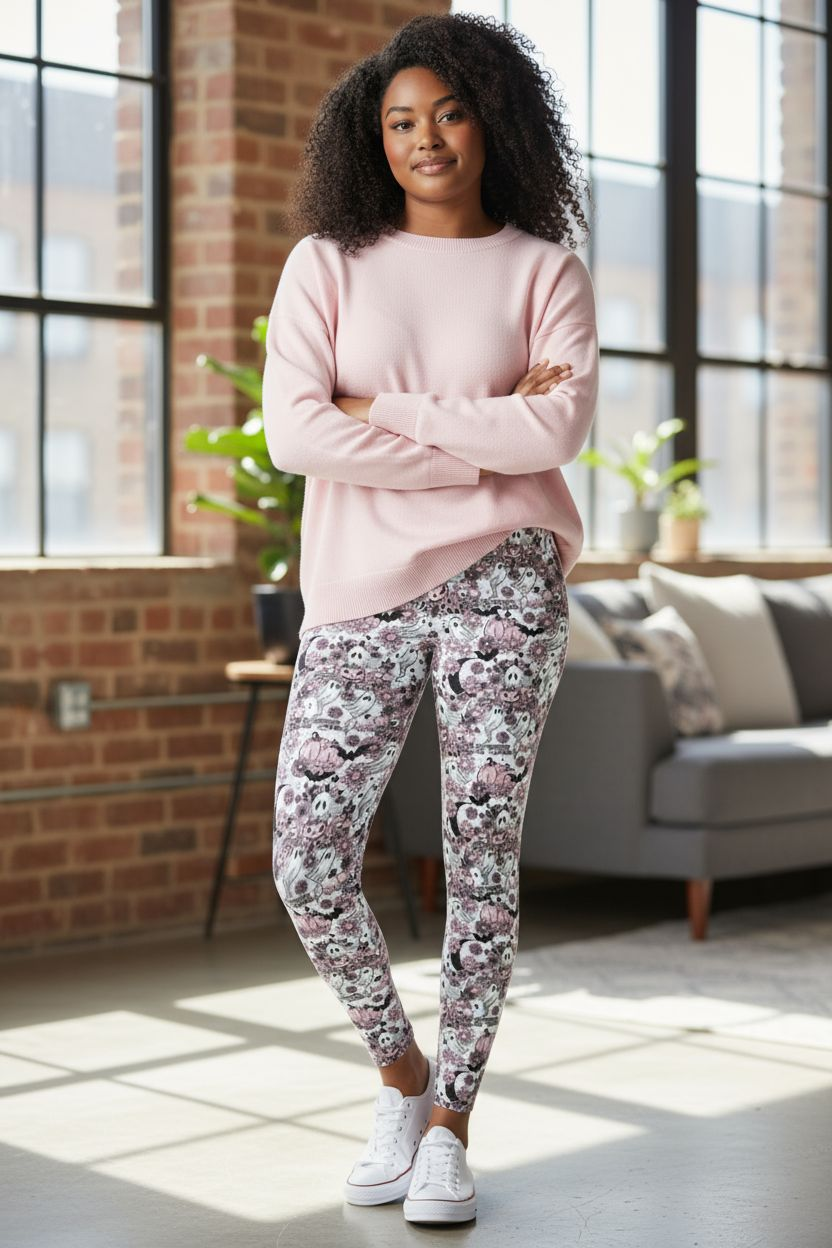 Spooky BC Full-Length Leggings with Pockets | Halloween Pink