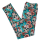 Turquoise Skull Floral Pocket Leggings