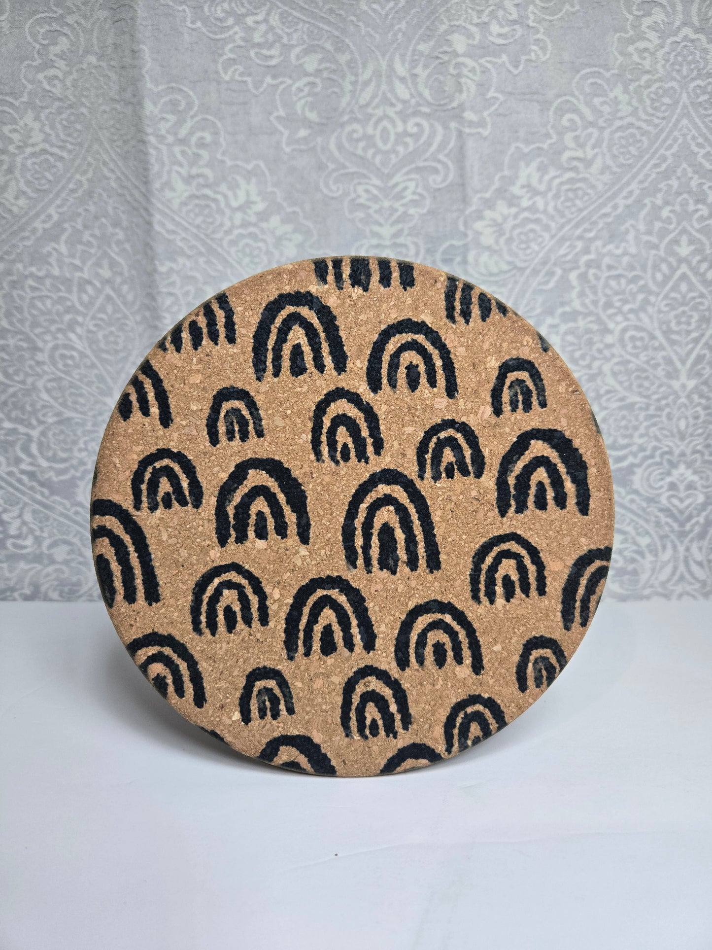 Boho Western Cork Trivet – 8” Round Heat Resistant Hot Pad | Farmhouse Kitchen Decor