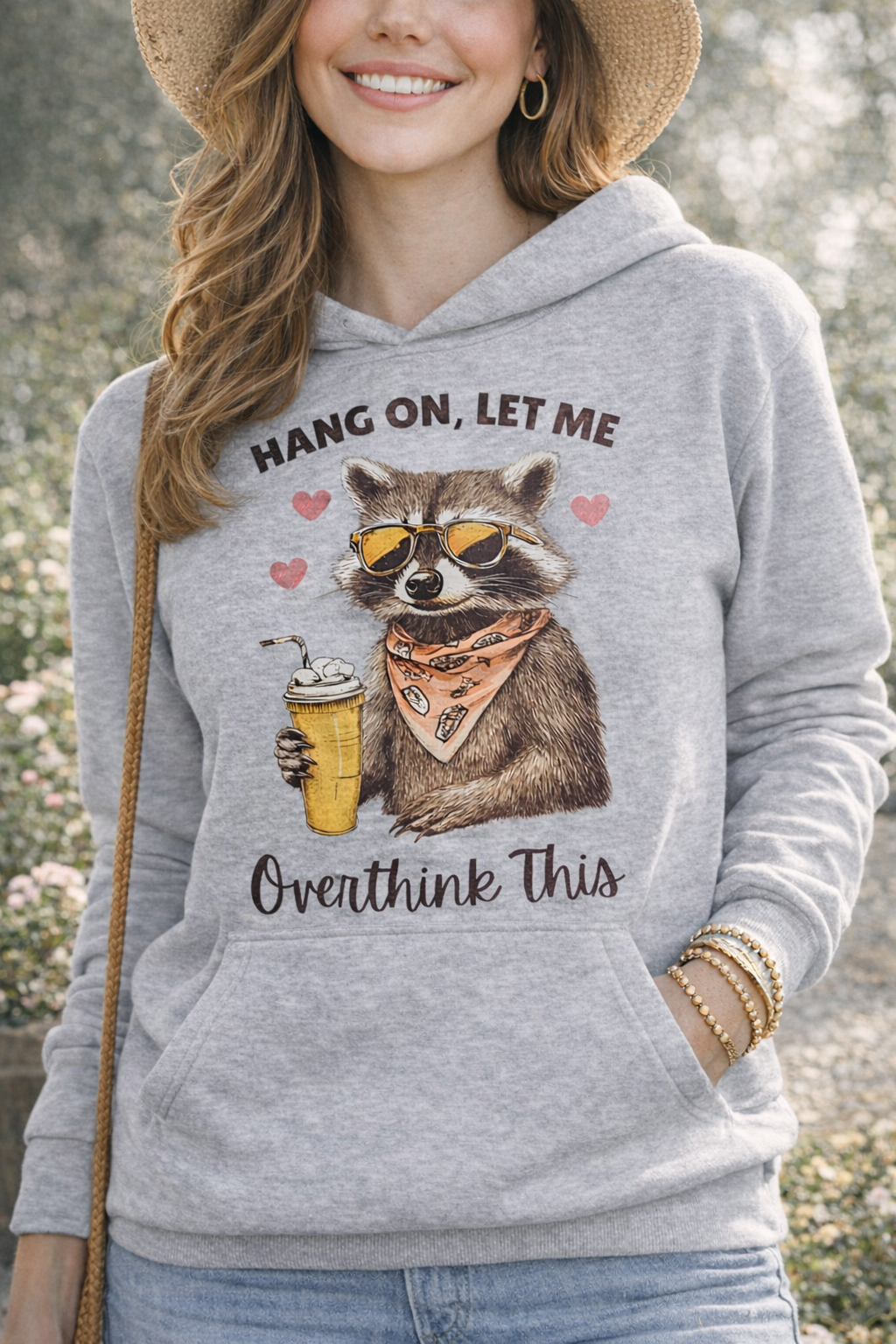 Hang On, Let Me Overthink This Raccoon Hoodie | Funny Anxiety Hoodie | Cozy Unisex Graphic Sweatshirt