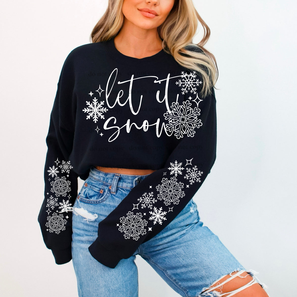 LET IT SNOW SWEATSHIRT W/ SLEEVE PRINT