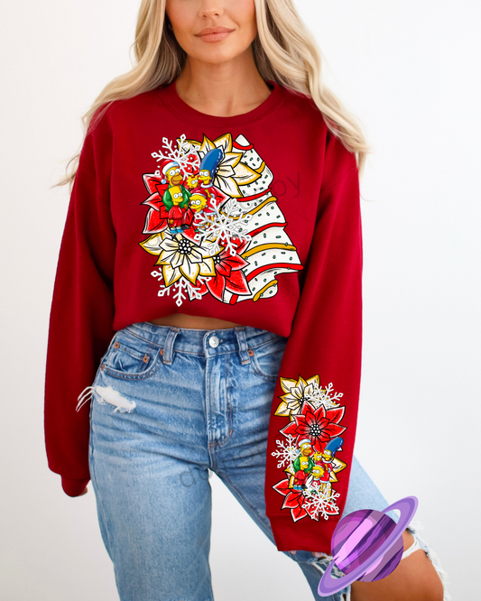 HOLIDAY SIMP SWEATSHIRT W/ SLEEVE PRINT