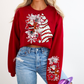 RED NOSE REINDEER SANTA SWEATSHIRT W/ SLEEVE PRINT