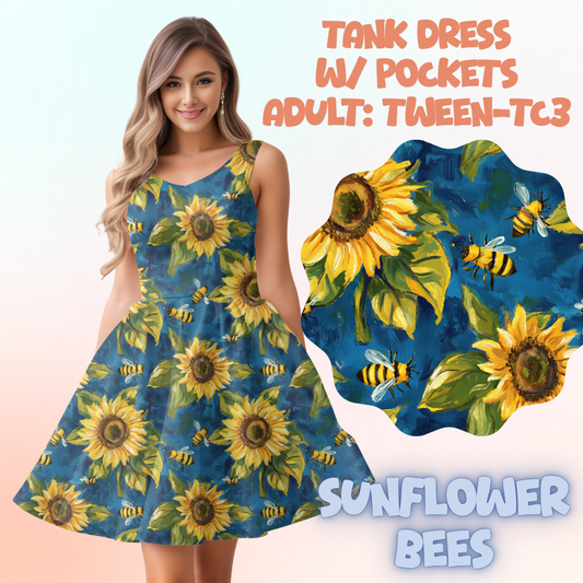 SUNFLOWER BEES - ADULT TANK DRESS PREORDER CLOSES 5/15
