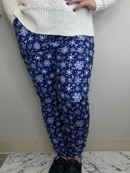 Blue Snowflake Unisex Joggers with pockets